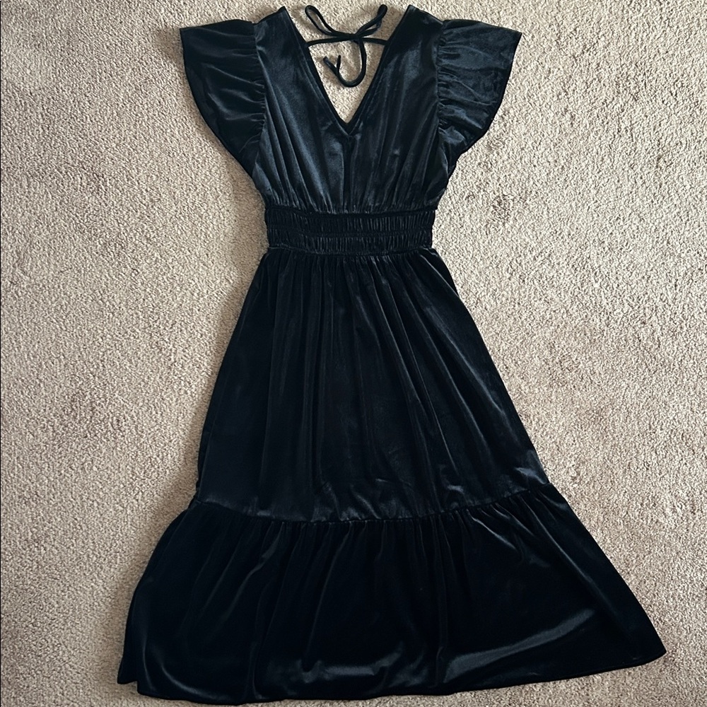 GAP Black Velvet Midi Dress